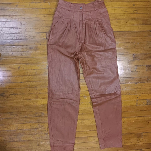 Toffs Pants - Toffs High-Waisted Brown Leather Pants